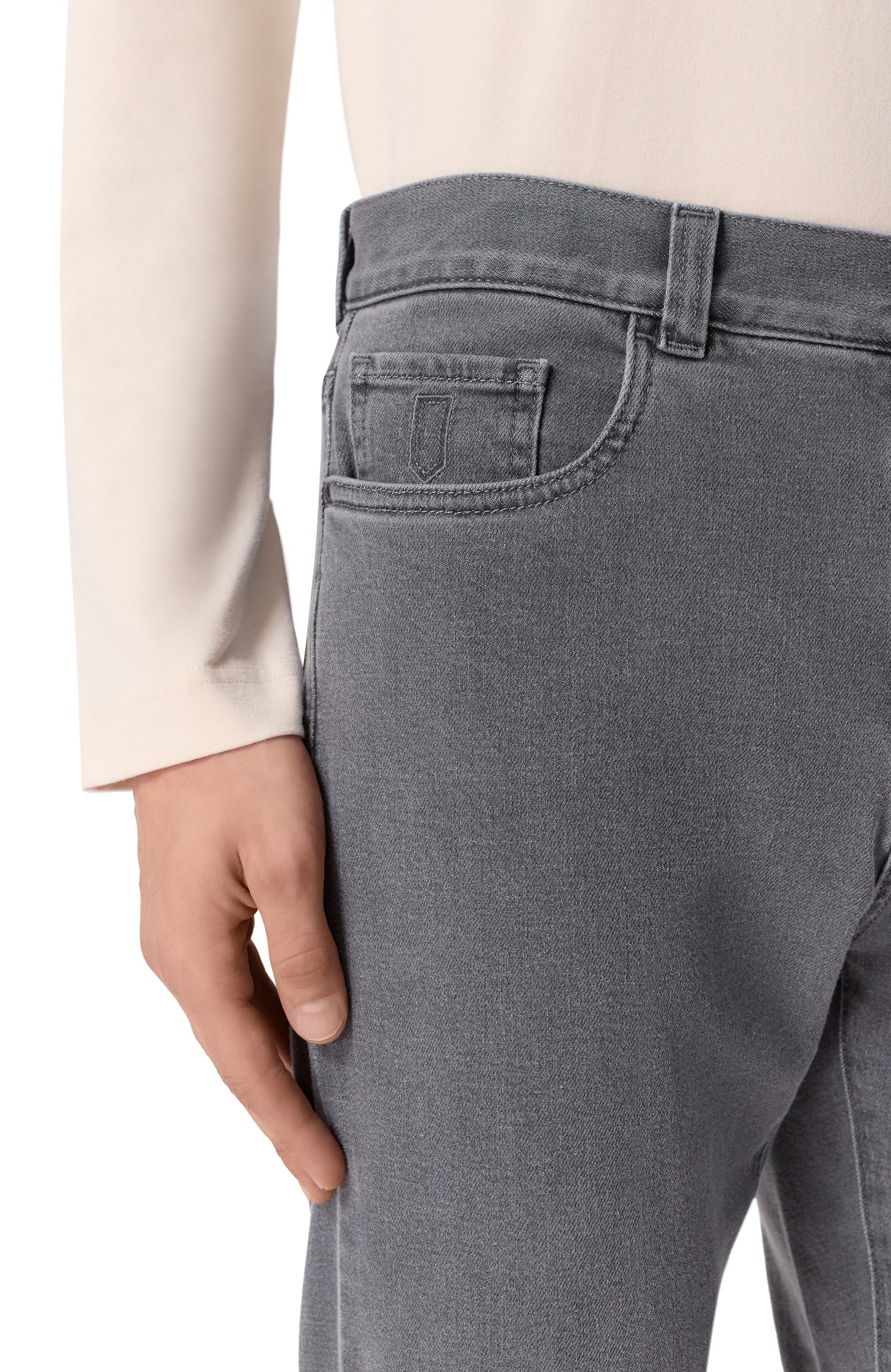 Джинсы regular fit CANALI серого цвета по цене 68200 руб., арт. 91719/PX01028, фото 5 Джинсы regular fit CANALI, арт. 91719/PX01028, фото 5