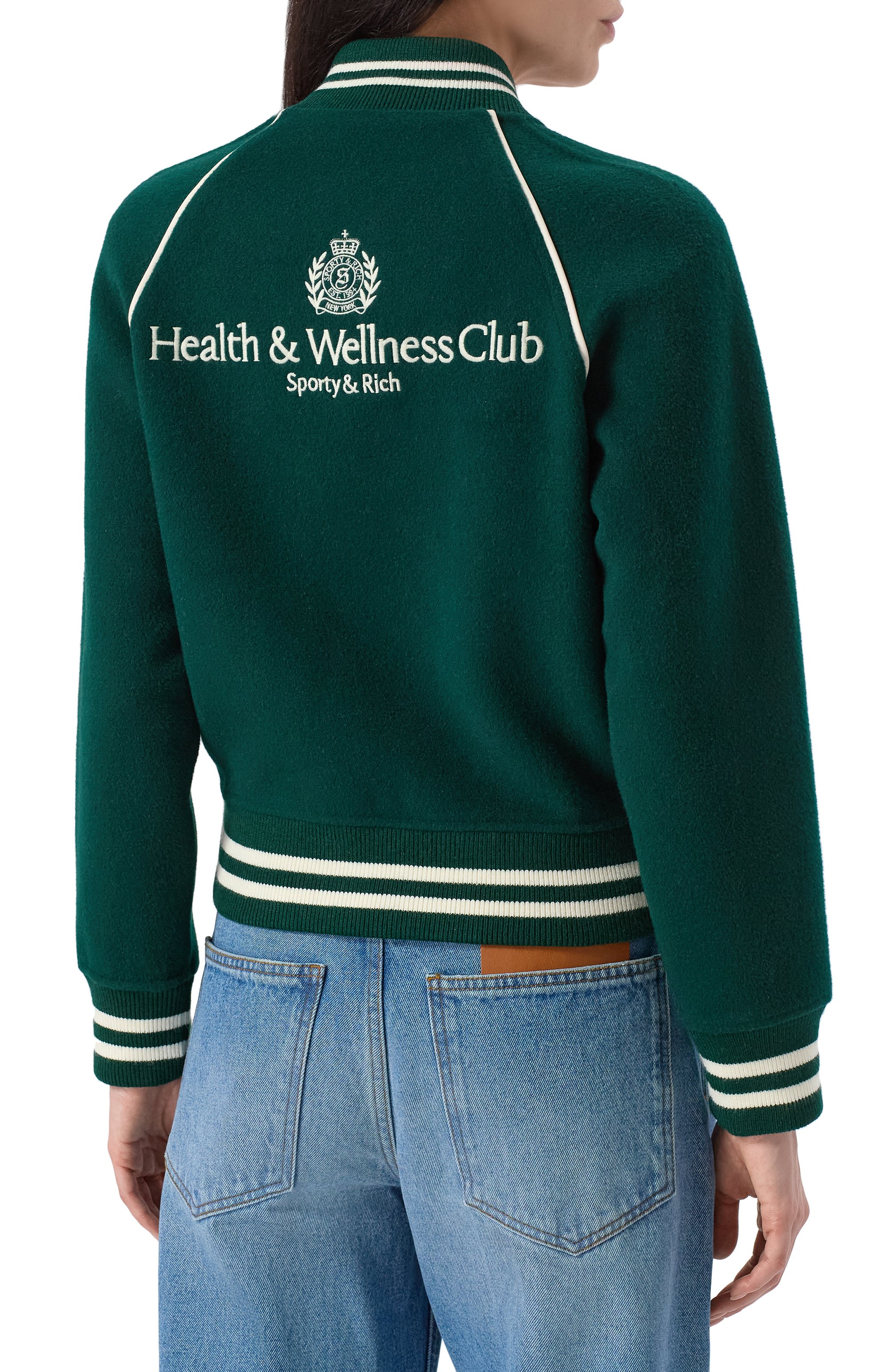 Бомбер из шерсти и кашемира SPORTY AND RICH, арт. 0W029606241GR10, фото 4