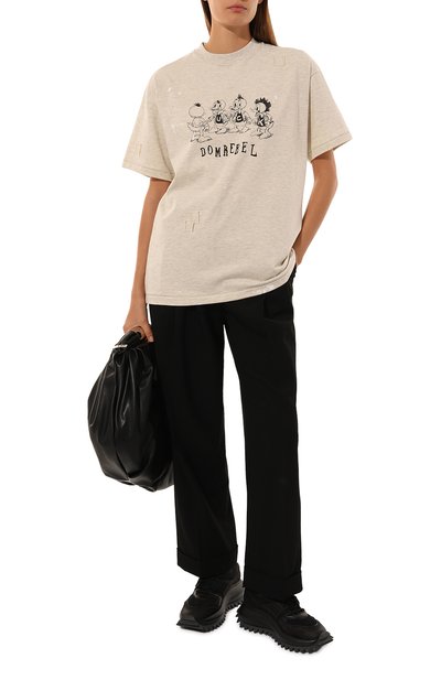 Хлопковая футболка DOMREBEL кремового цвета по цене 23350 руб., арт. SCH00LYARD/T-SHIRT, фото 2 Хлопковая футболка DOMREBEL, арт. SCH00LYARD/T-SHIRT, фото 2