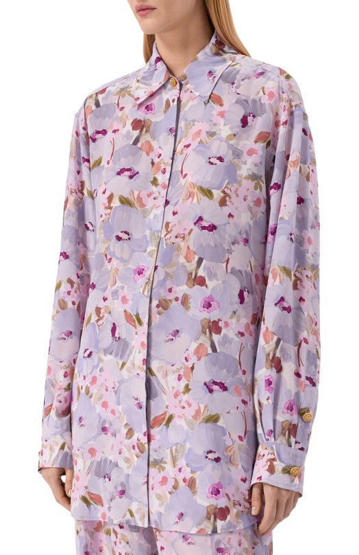 Шелковая рубашка Balmain GF1HS435/SF37 Сиреневый  GF1HS435/SF37 Фото 3