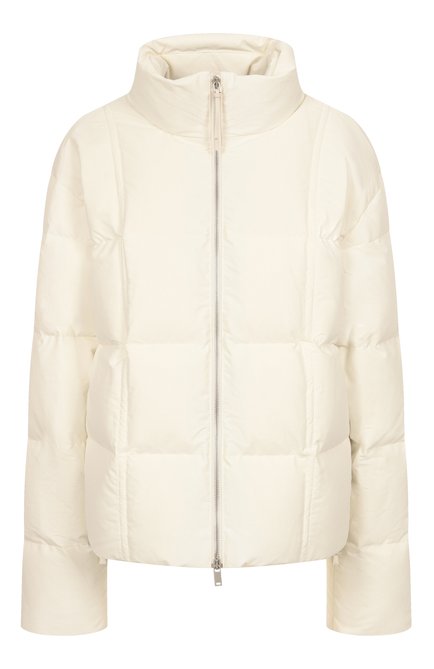 Женский пуховик JIL SANDER кремового цвета, арт. J40AF0170-J74276 | Фото 1 (Материал подклада: Синтетический материал; Матер�иал внешний: Синтетический материал; Материал сплава: Проставлено; Длина (верхняя одежда): Короткие; Драгоценные камни: Проставлено; Материал утеплителя: Пух и перо; Рукава: Длинные)