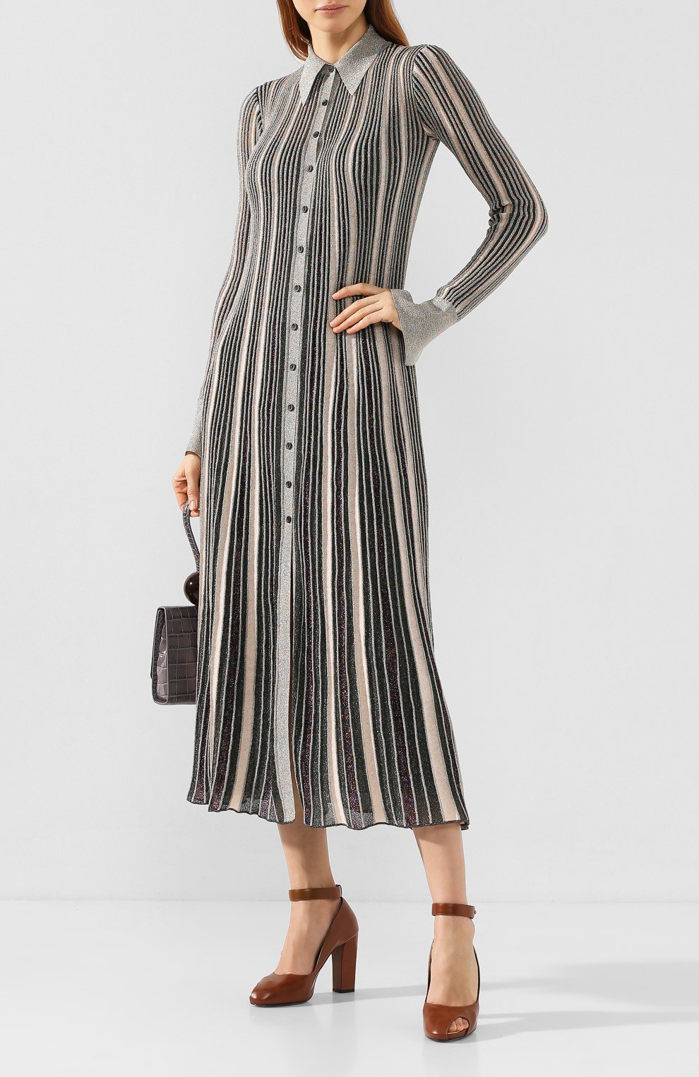 Платье-миди M MISSONI серебряного цвета по цене 99500 руб., арт. 2DG00316/2K004P, фото 2 Платье-миди M MISSONI, арт. 2DG00316/2K004P, фото 2