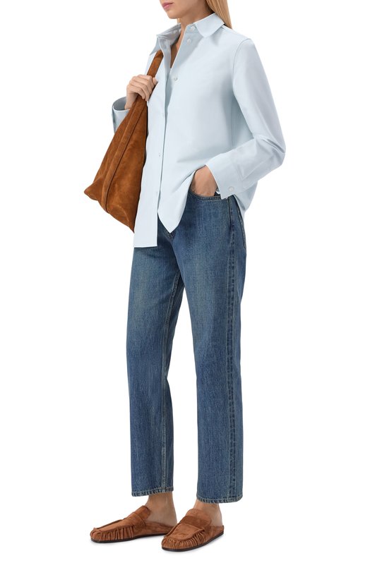 Хлопковая рубашка Jil Sander J04DL0003/J45225 Голубой  J04DL0003/J45225 Фото 2