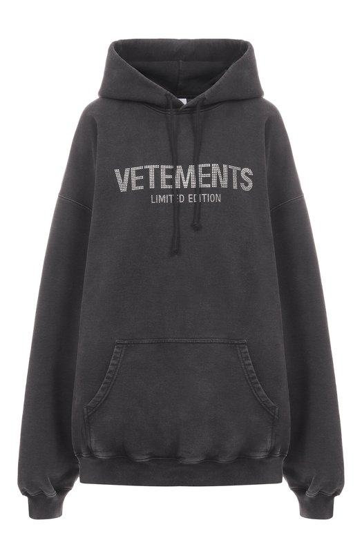 Хлопковое худи VETEMENTS UE54HD240B/1302 M0LLET0N Серый UE54HD240B/1302 M0LLET0N