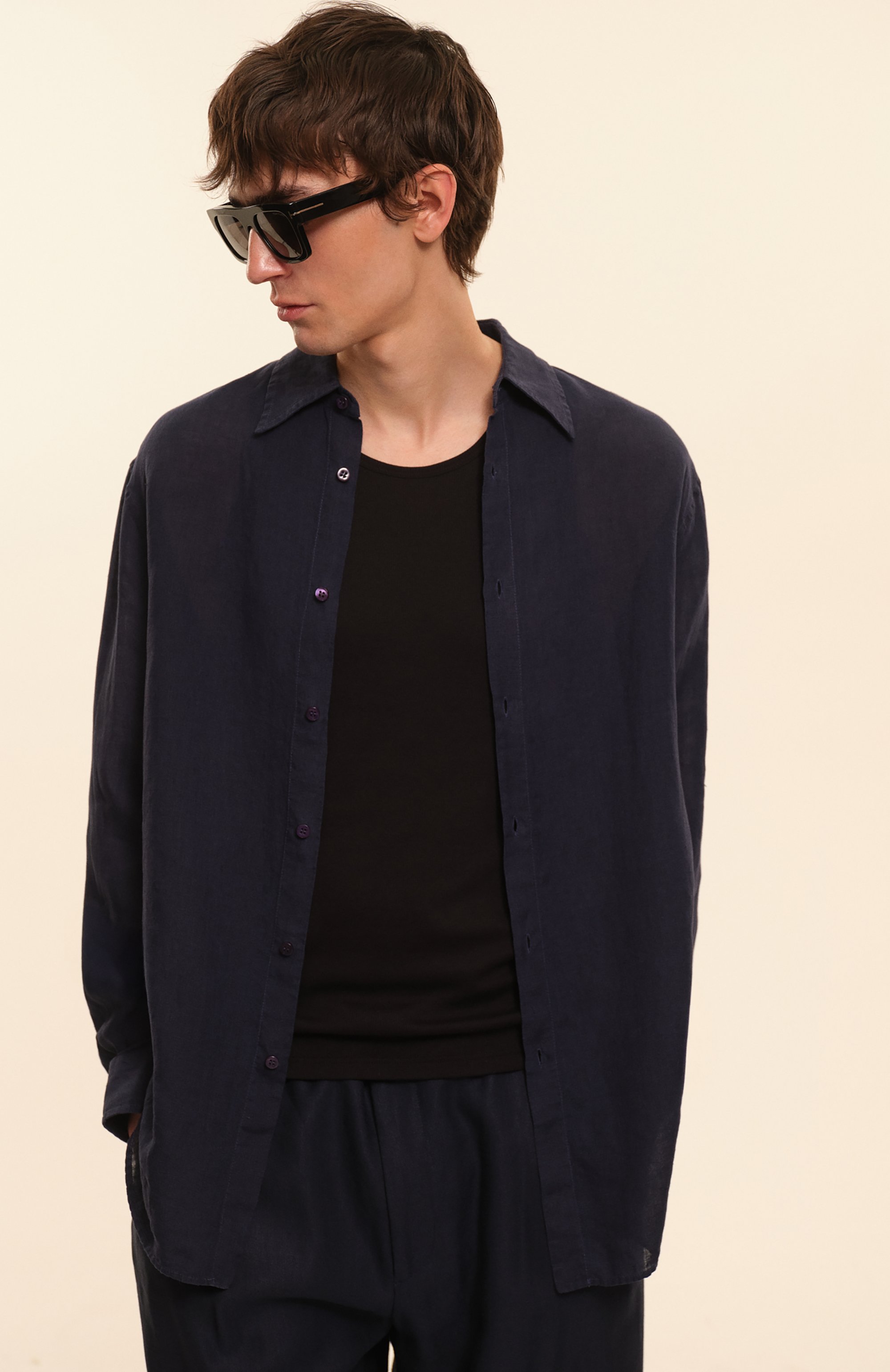 Льняная рубашка MVST темно-синего цвета по цене 61550 руб., арт. G031/3626, фото 7 Льняная рубашка MVST, арт. G031/3626, фото 7