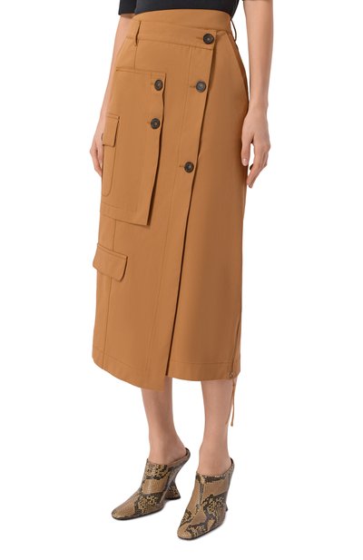 Хлопковая юбка ERIKA CAVALLINI светло-коричневого цвета по цене 49950 руб., арт. P6SG05, фото 3 Хлопковая юбка ERIKA CAVALLINI, арт. P6SG05, фото 3