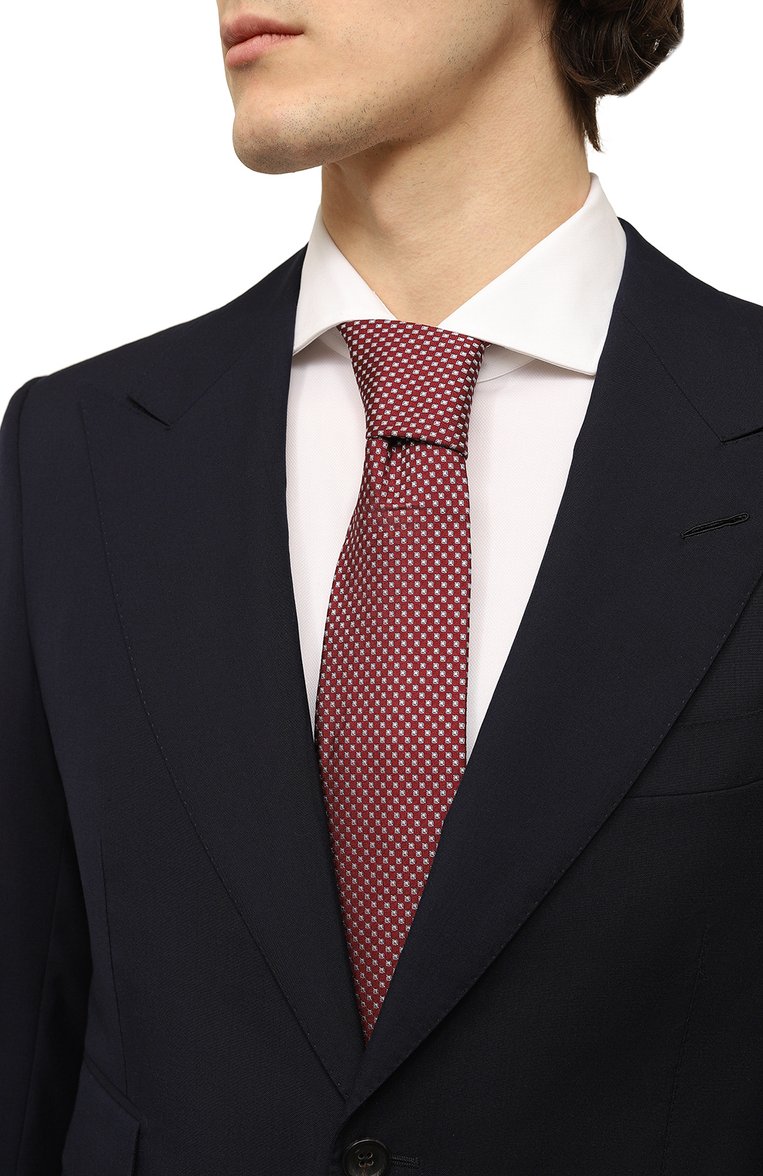 Мужской шелковый галстук CORNELIANI бордового цвета, арт. 91U390-3120308 | Фото 2 (Материал: Текстиль, Шелк; Принт: С принтом; Нос: Не проставлено)