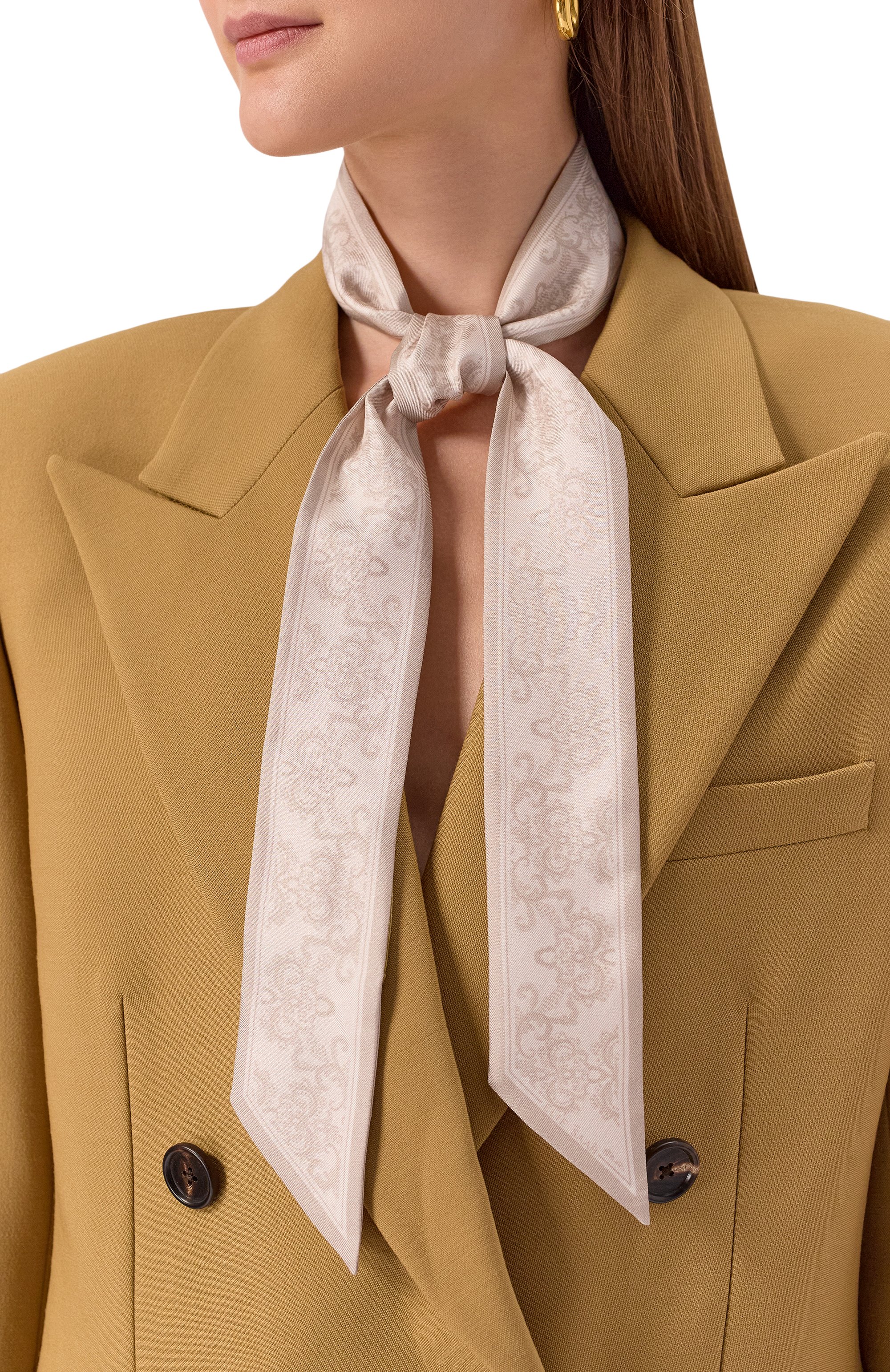 Шелковый шарф-твилли ELIE SAAB, арт. 710008540S25/SAND GAZZELLE, фото 2