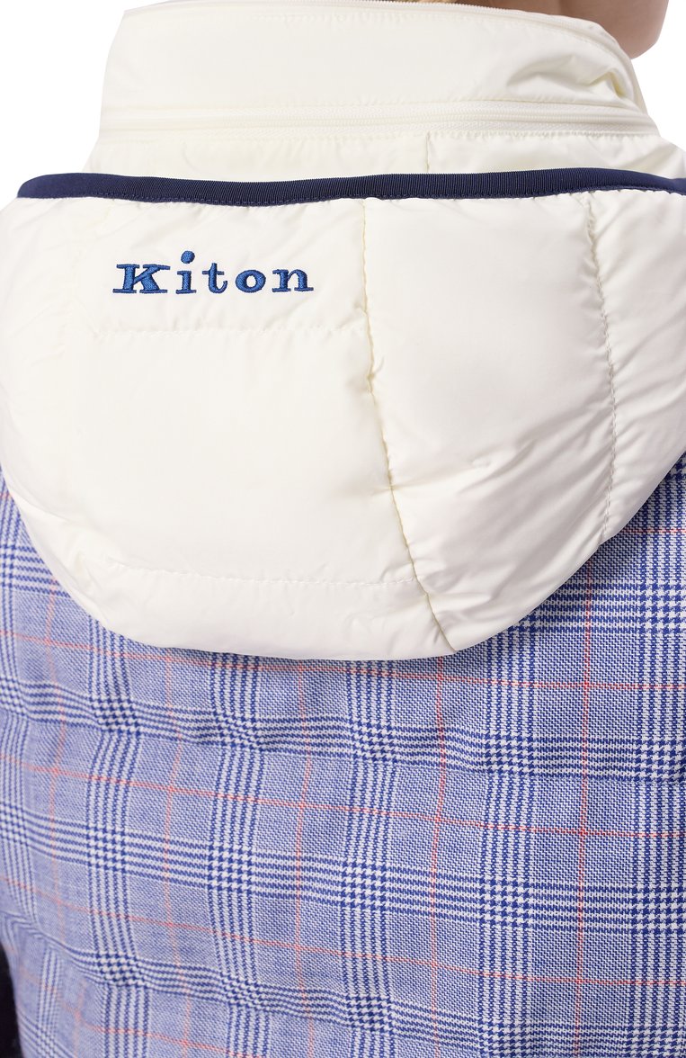 Женский двусторонний жилет KITON синего цвета, арт. D53628K0950E01 | Фото 5 (Материал подклада: Синтетический материал; Длина (верхняя одежда): Короткие; Материал внешний: Шерсть; Кросс-КТ: Пуховик; Стили: Кэжуэл)