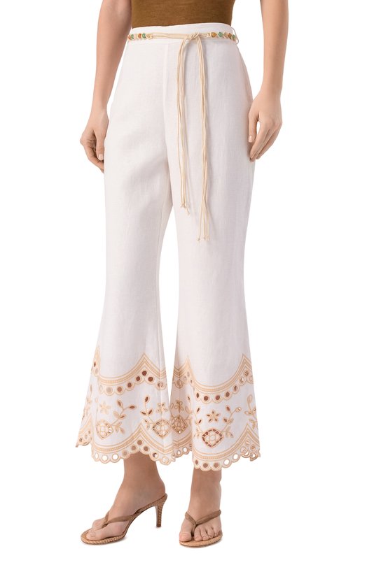Льняные брюки Zimmermann 5797PRS262 Белый  5797PRS262 Фото 3