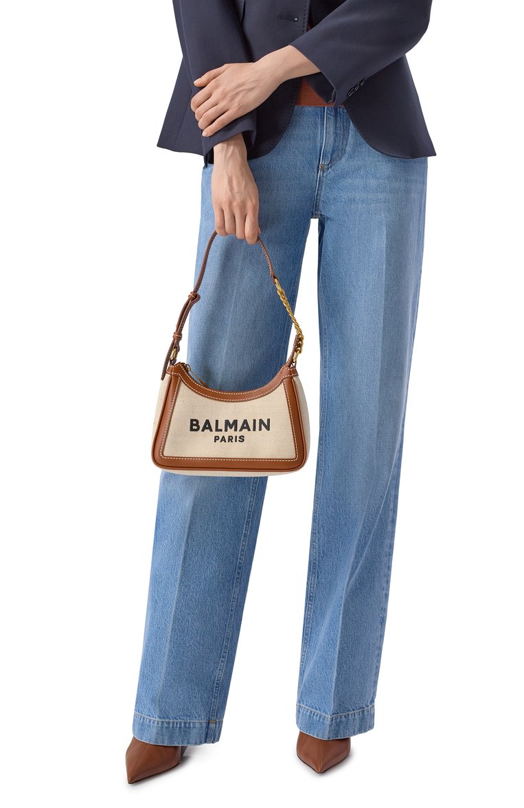 Женская сумка b-army BALMAIN светло-бежевого цвета, арт. EN1BT743/TCFE | Фото 2 (Материал: Текстиль; Размер: small)