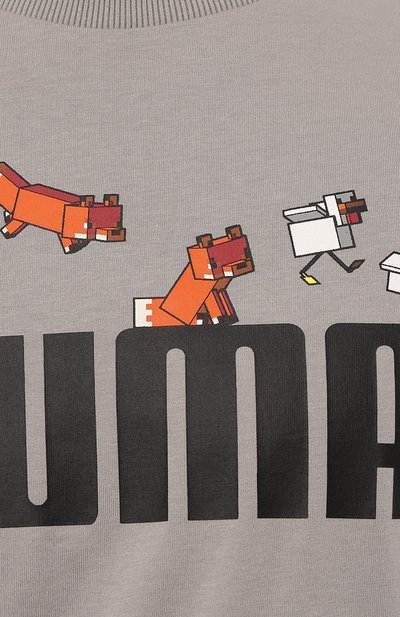 Хлопковая футболка puma x minecraft PUMA серого цвета по цене 4790 руб., арт. 53437476, фото 5 Хлопковая футболка puma x minecraft PUMA, арт. 53437476, фото 5