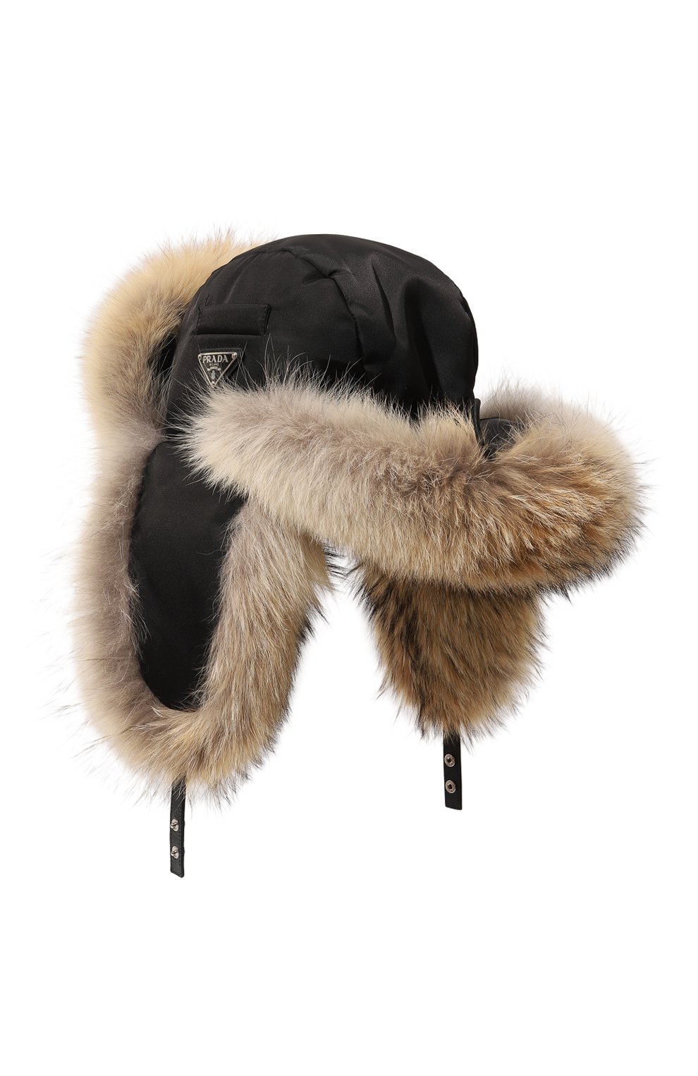 Шапка-ушанка с отделкой из меха койота PRADA, арт. 2HC169-2CEZ-F0889, фото 2