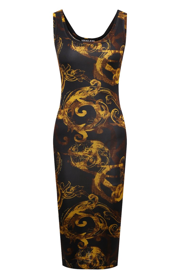 Женское платье из вискозы VERSACE JEANS COUTURE разноцветного цвета, арт. 76HA09B6/JS291 | Фото 1 (Материал внешний: Вискоза; Длина Ж (юбки, платья, шорты): До колена; Случай: Коктейльный; Женское Кросс-КТ: Платье-одежда; Стили: Гламурный; Рукава: Без рукавов)