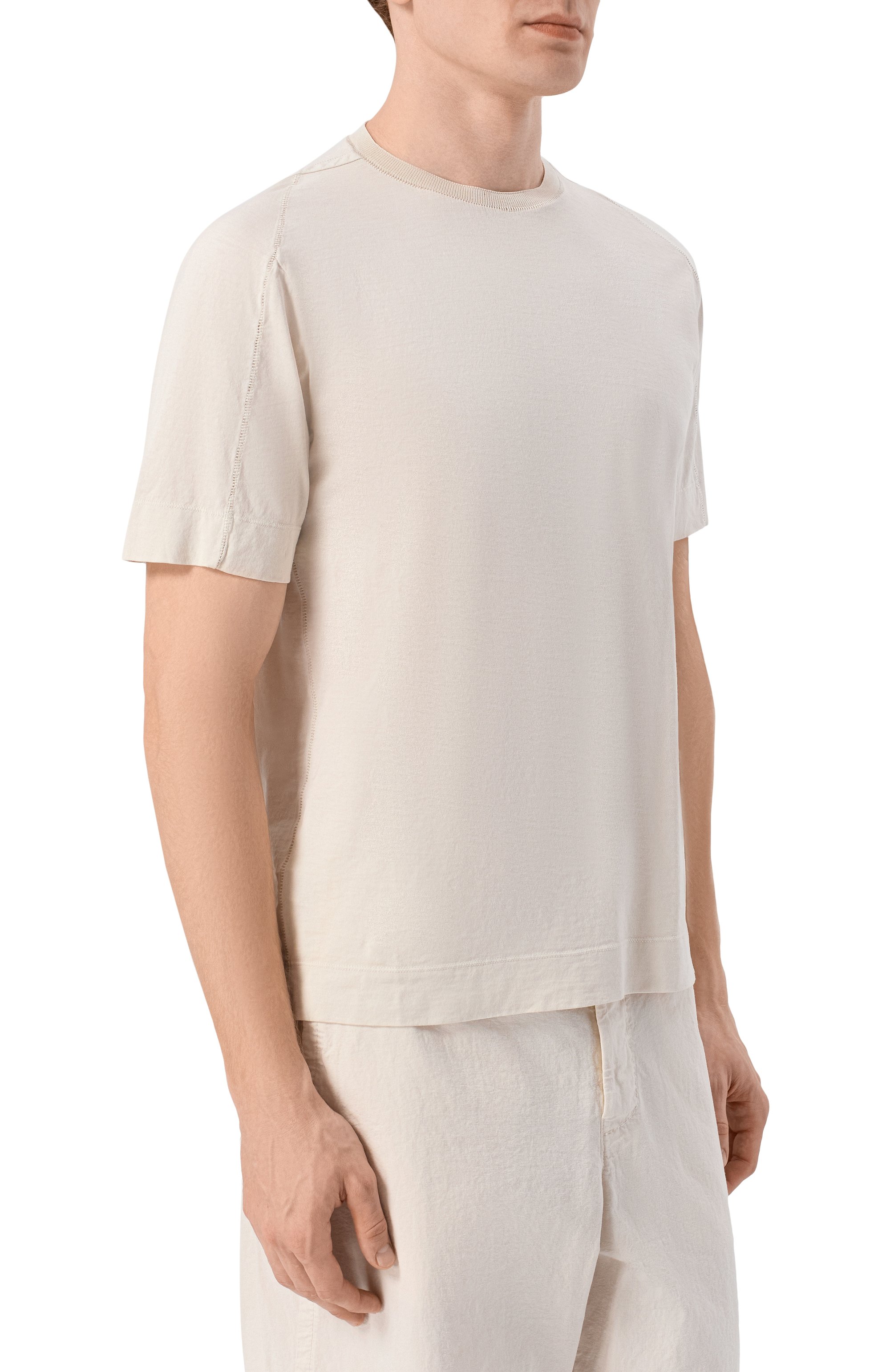 Хлопковая футболка TRANSIT светло-серого цвета по цене 13450 руб., арт. CFUTRC1360, фото 3 Хлопковая футболка TRANSIT, арт. CFUTRC1360, фото 3