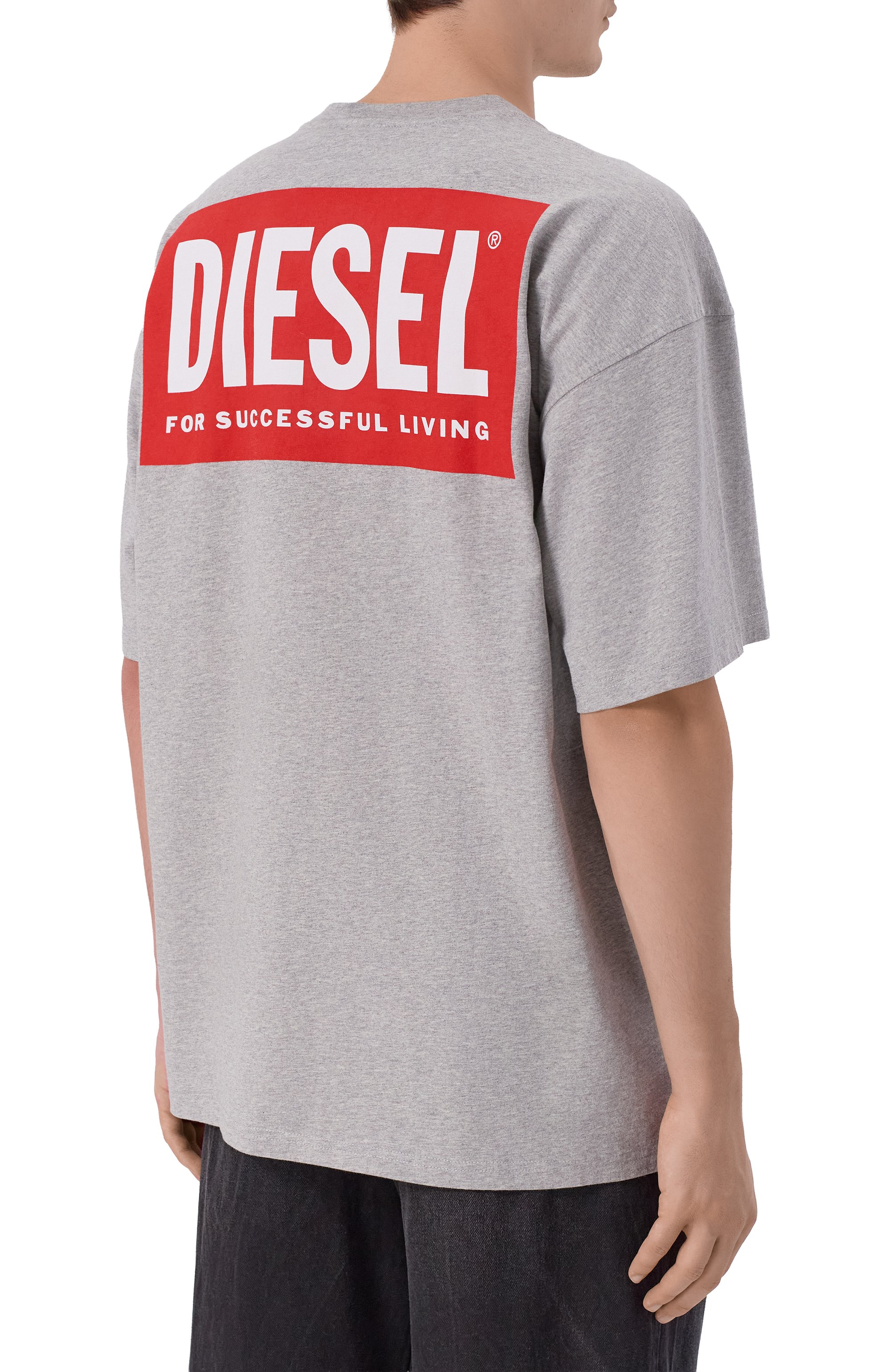 Хлопковая футболка DIESEL серого цвета по цене 7995 руб., арт. A20036/0EPCA, фото 4 Хлопковая футболка DIESEL, арт. A20036/0EPCA, фото 4