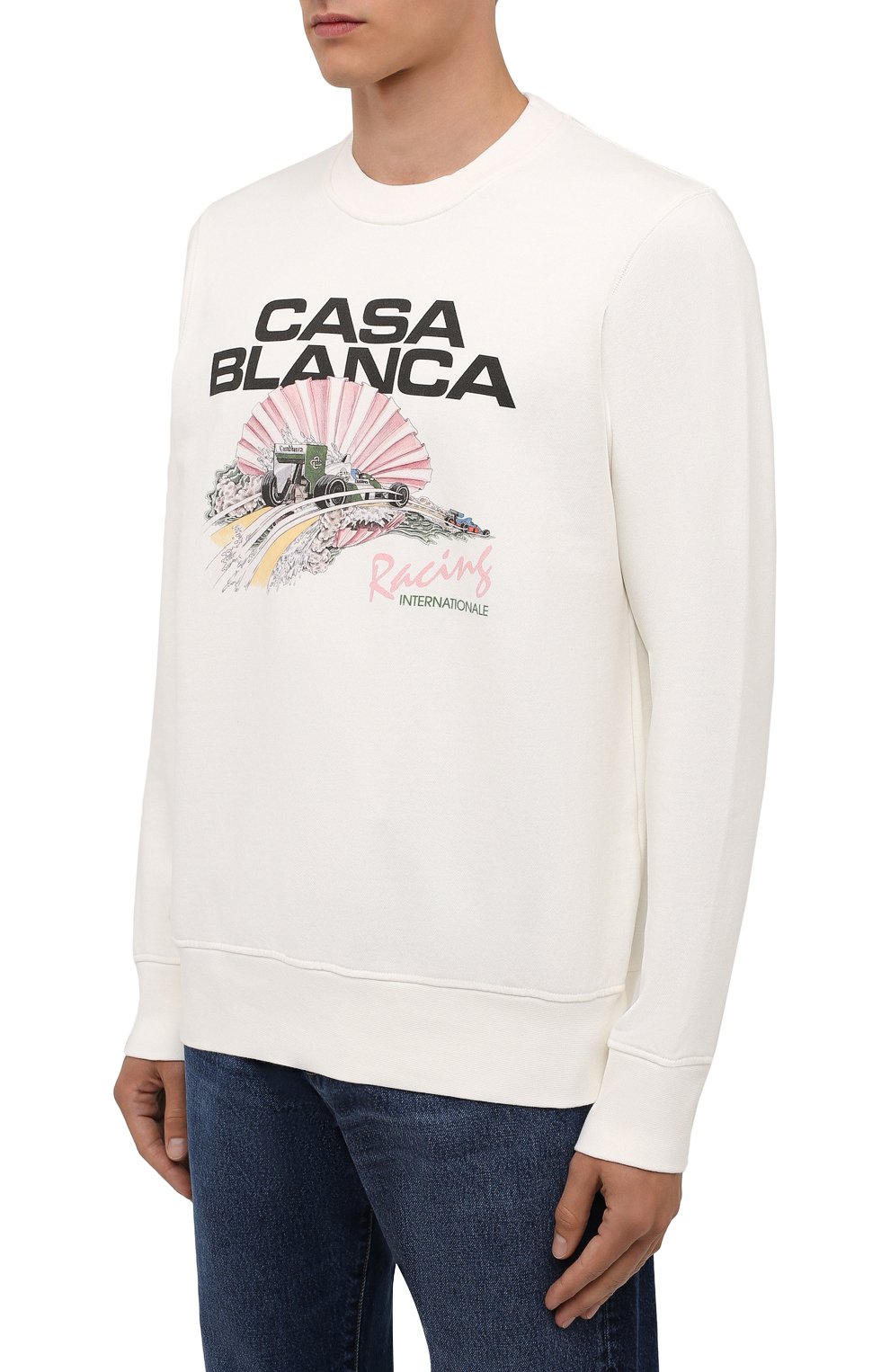 Хлопковый свитшот CASABLANCA белого цвета по цене 43100 руб., арт. MF21-JTP-001 0FF WHITE-RACING SHELL, фото 3 Хлопковый свитшот CASABLANCA, арт. MF21-JTP-001 0FF WHITE-RACING SHELL, фото 3