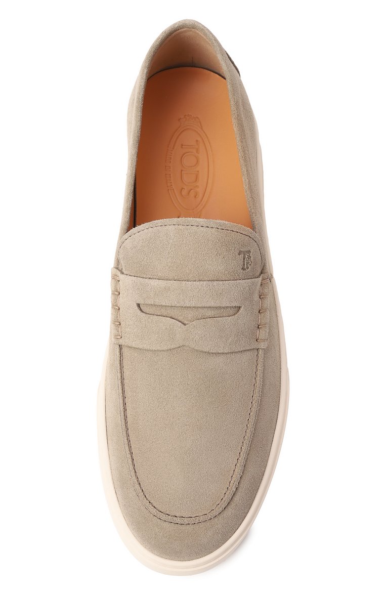 Мужские замшевые пенни-лоферы TOD’S бежевого цвета, арт. XXM04L00640RE0 | Фото 6 (Нос: Не проставлено; Материал внешний: Натуральная кожа, Замша; Материал внутренний: Натуральная кожа; Стили: Кэжуэл)