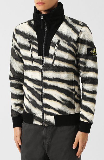 Хлопковая толстовка на молнии с воротником-стойкой и капюшоном STONE ISLAND, арт. 6915652E3, фото 3