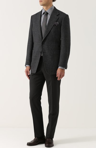 Однобортный пиджак в клетку из смеси шерсти и кашемира TOM FORD, арт. 244R09/10SP40, фото 2
