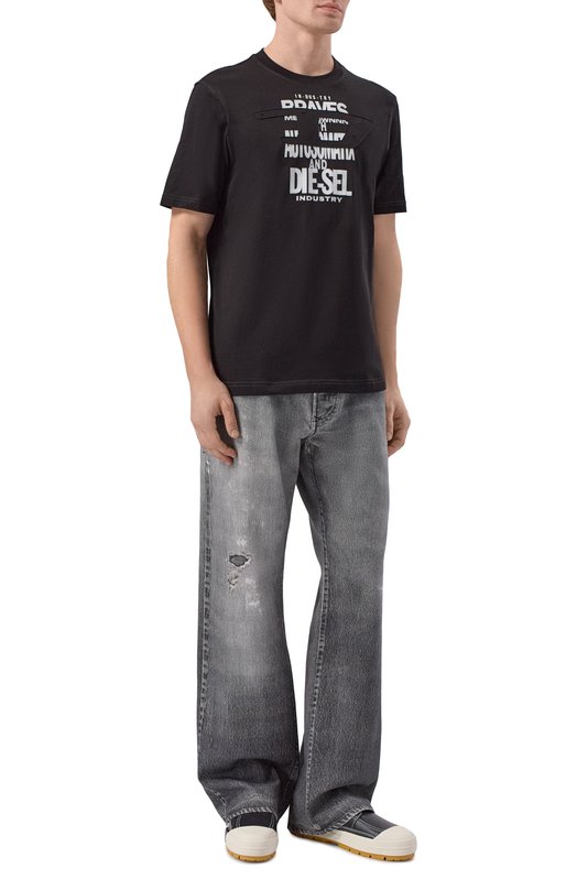 Хлопковая футболка Diesel A21037/0QIAM Чёрный  A21037/0QIAM Фото 2