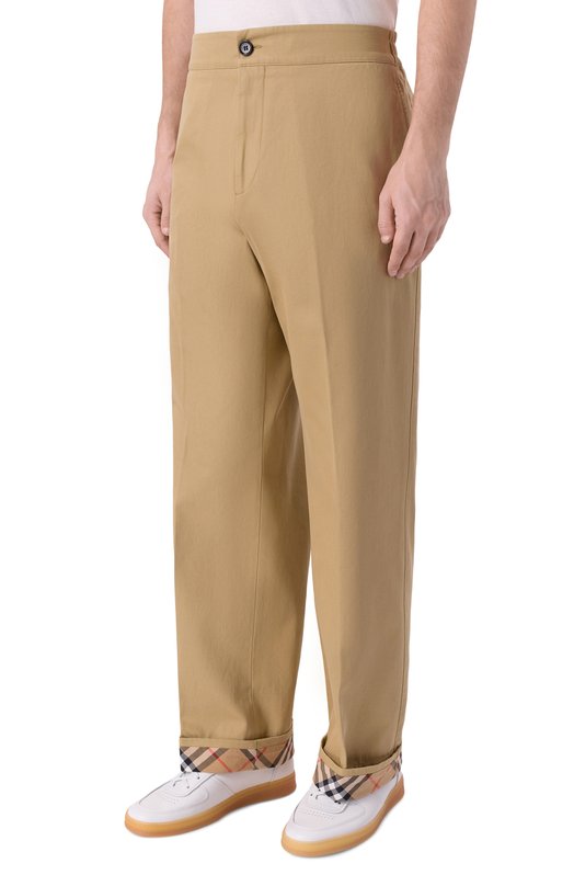 Хлопковые брюки Burberry 8111203 Бежевый  8111203 Фото 3