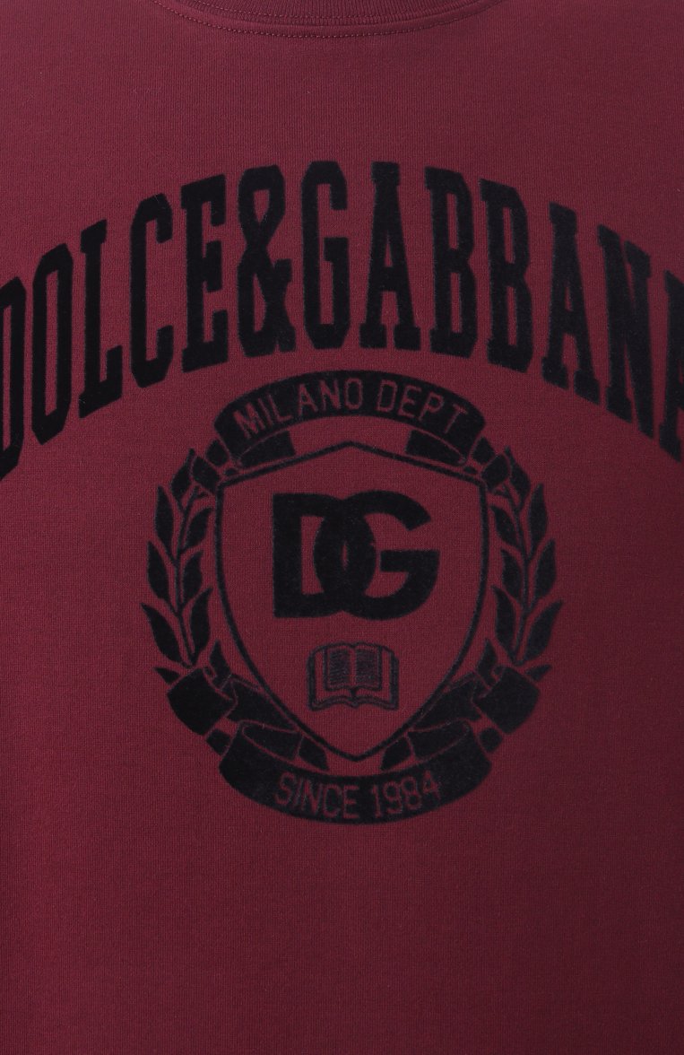 Мужская хлопковая футболка DOLCE & GABBANA бордового цвета, арт. G8SH7T/G702E | Фото 6 (Рукава: Короткие; Длина (для топов): Стандартные; Стили: Кэжуэл; Принт: С принтом; Материал внешний: Хлопок; Кросс-КТ: Джерси; Мужское Кр�осс-КТ: Футболка-одежда; Автоматизация состава: Проставлено; Размерность: Идёт в размер; Автоматизация ТО: Проставлено; Детали: Декор)