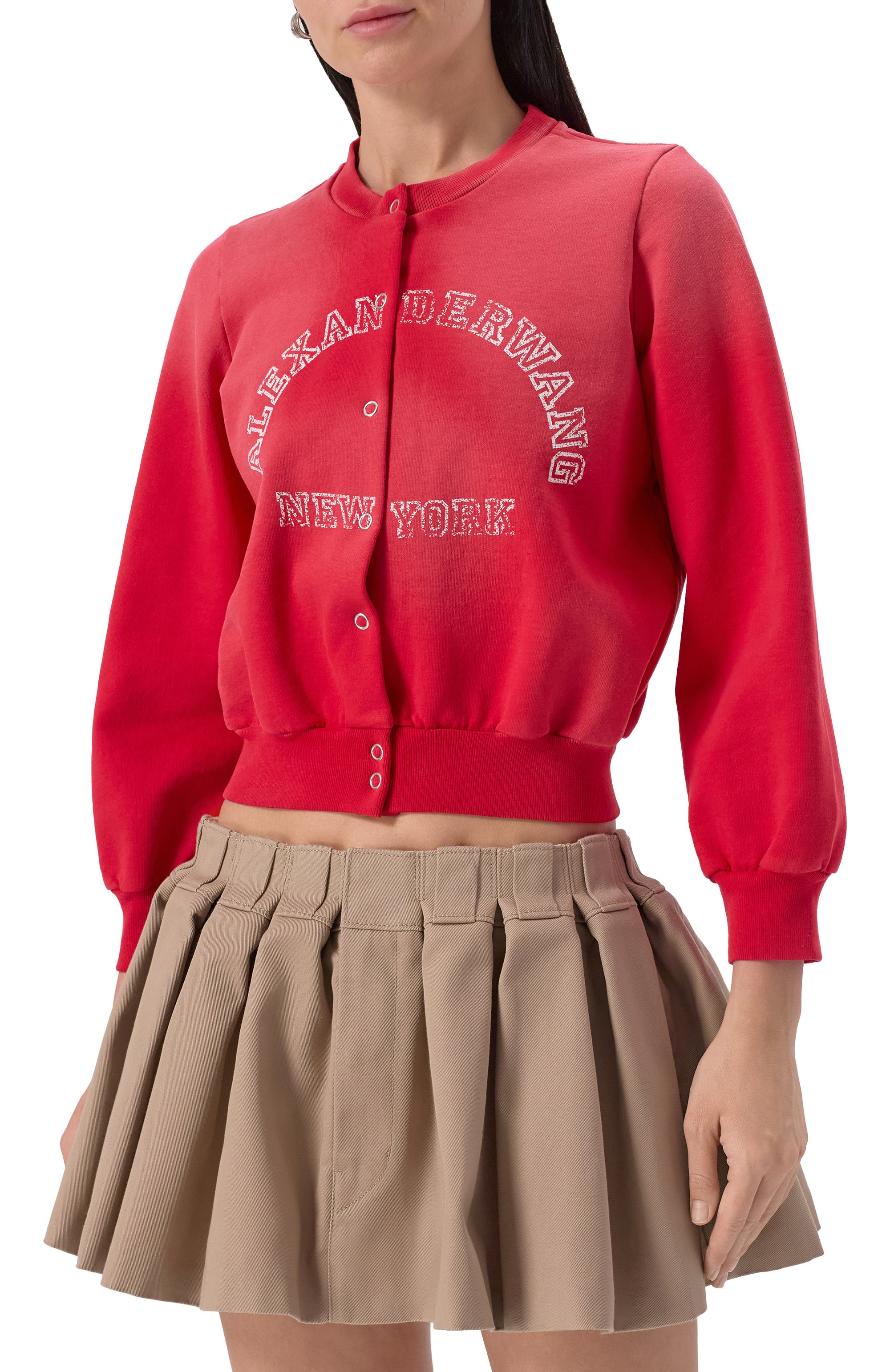 Хлопковая толстовка ALEXANDERWANG.T красного цвета по цене 59150 руб., арт. 4CC2251555, фото 3 Хлопковая толстовка ALEXANDERWANG.T, арт. 4CC2251555, фото 3