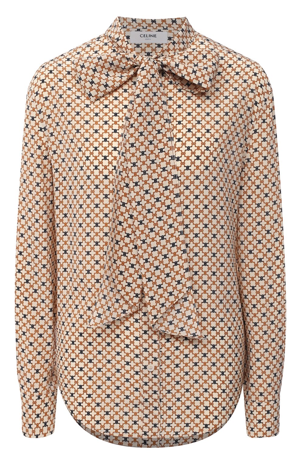 Шелковая блузка CELINE бежевого цвета по цене 125500 руб., арт. 2C204763L, фото 1 Шелковая блузка CELINE, арт. 2C204763L, фото 1