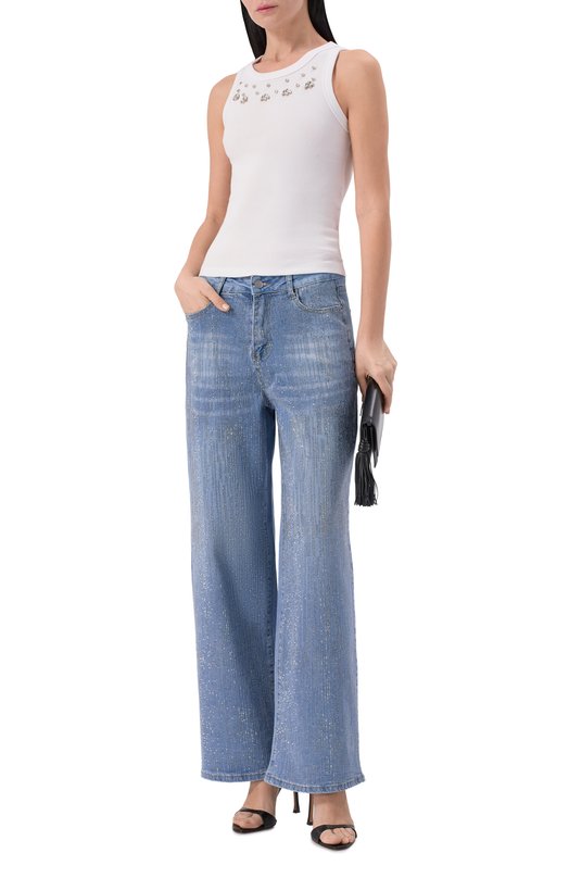 Джинсы с отделкой стразами Sasha Kim SK-00001793 Голубой  SK-00001793 Фото 2