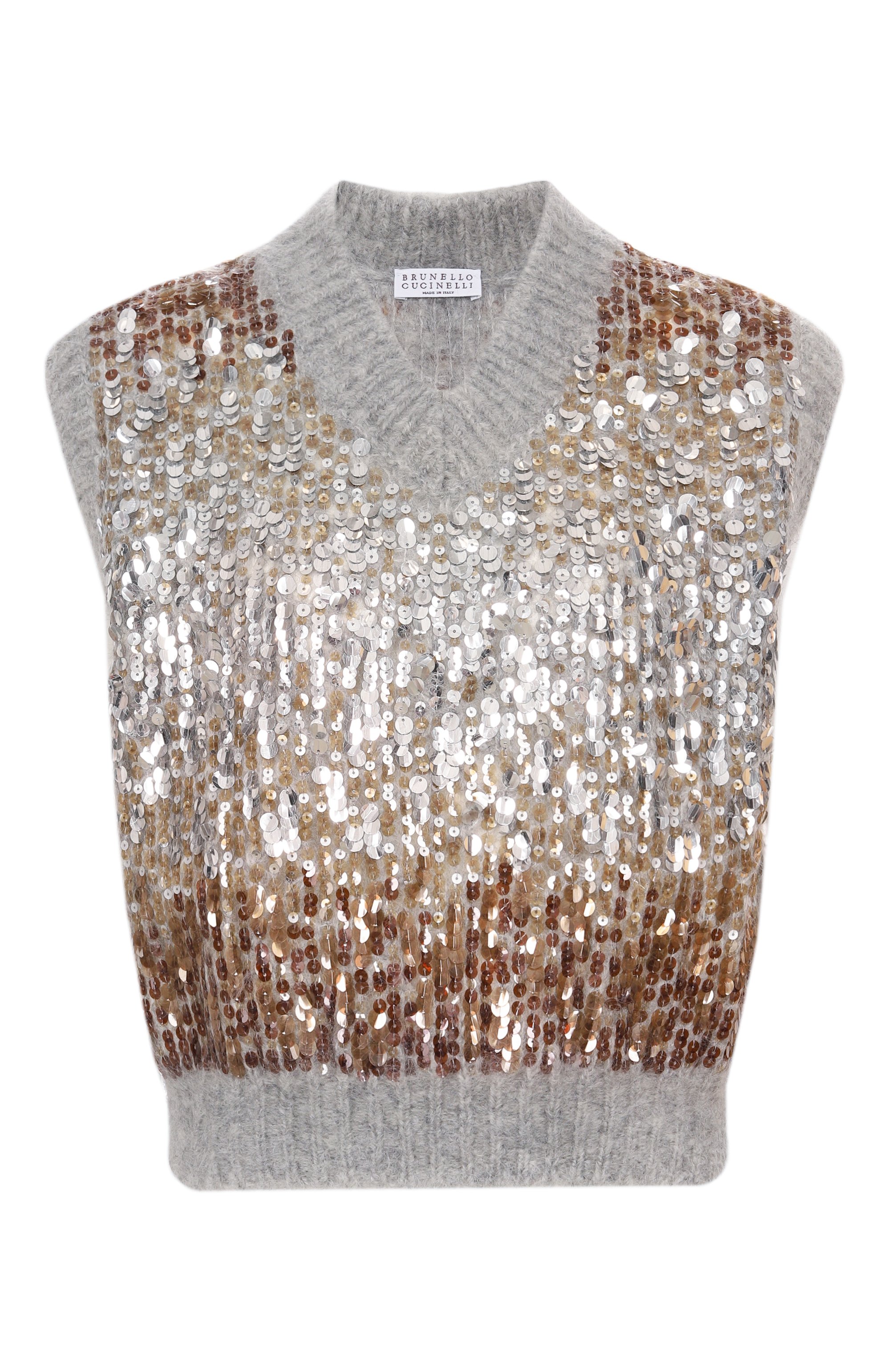 Шерстяной жи�лет с отделкой пайетками BRUNELLO CUCINELLI, арт. M1U375902P, фото 1