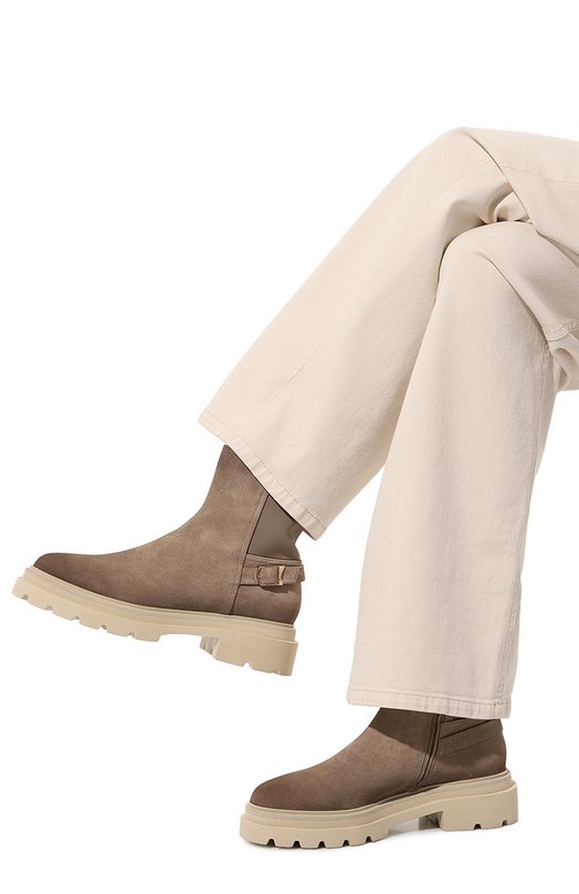 Замшевые полусапоги Santoni WTEG71104G0MTHI0 Бежевый  WTEG71104G0MTHI0 Фото 3
