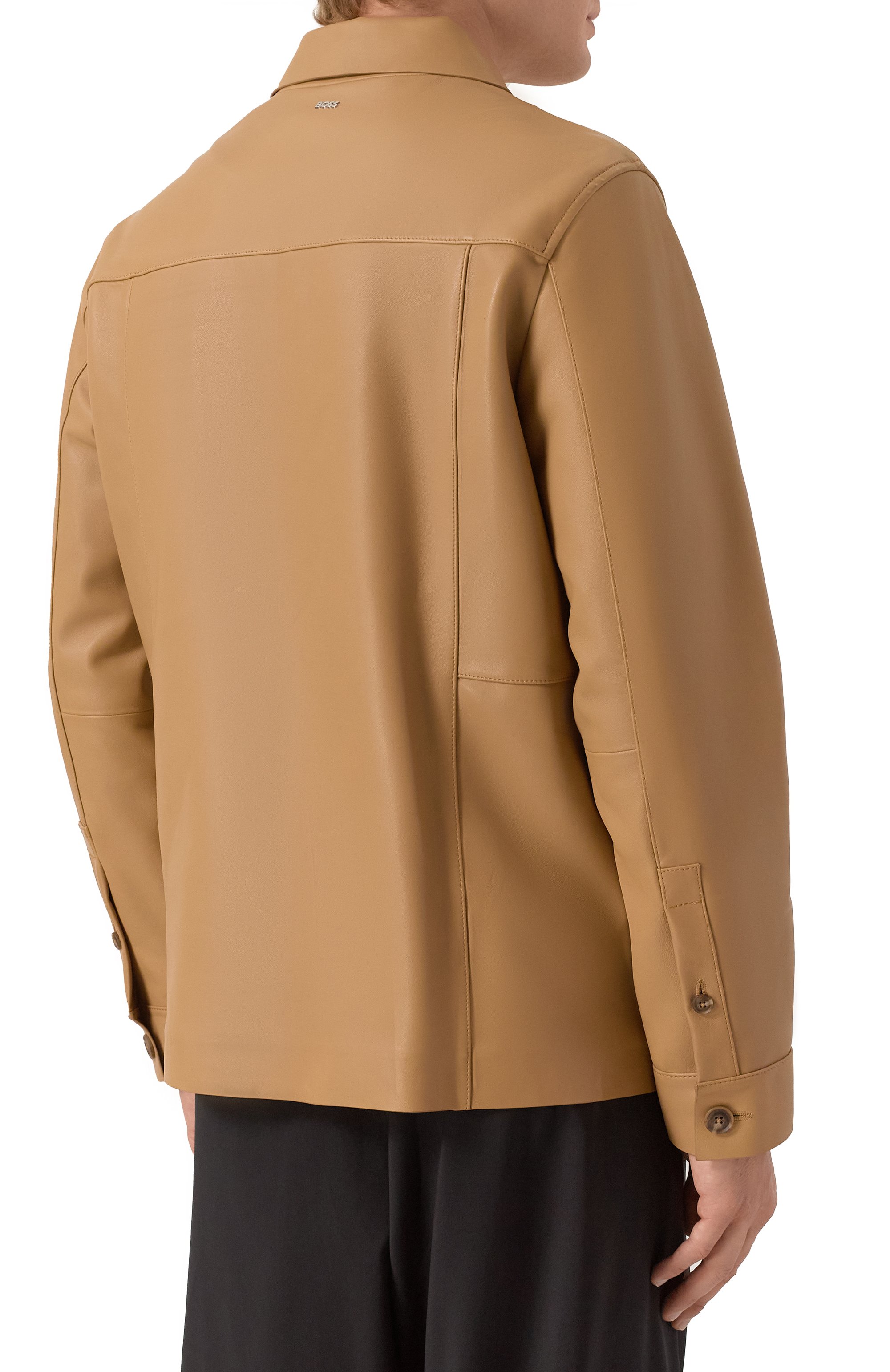 Кожаная куртка-рубашка BOSS коричневого цвета по цене 99950 руб., арт. 50543222, фото 4 Кожаная куртка-рубашка BOSS, арт. 50543222, фото 4