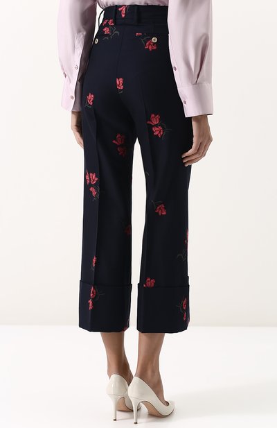 Брюки из смеси хлопка и шерсти с вышивкой GUCCI, арт. 488439/ZKM14, фото 4