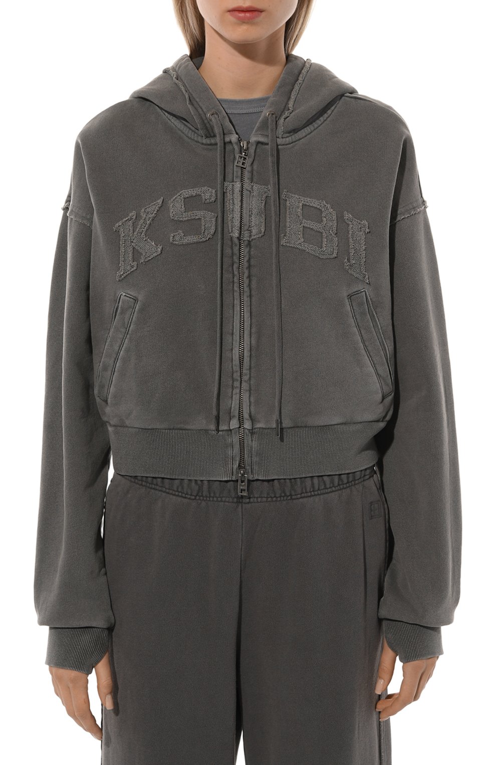 Хлопковая толстовка KSUBI серого цвета по цене 24000 руб., арт. WFA24FL003, фото 3 Хлопковая толстовка KSUBI, арт. WFA24FL003, фото 3