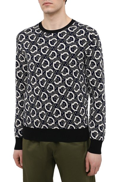 Хлопковый джемпер MONCLER темно-синего цвета по цене 36200 руб., арт. G1-091-9C762-00-V9157, фото 3 Хлопковый джемпер MONCLER, арт. G1-091-9C762-00-V9157, фото 3