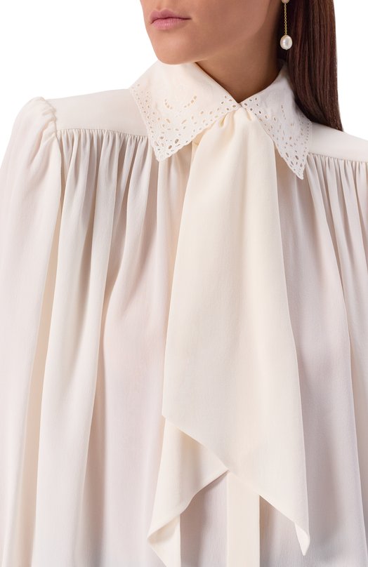 Шелковая блузка Chloé CH25WHT75005 Кремовый  CH25WHT75005 Фото 5