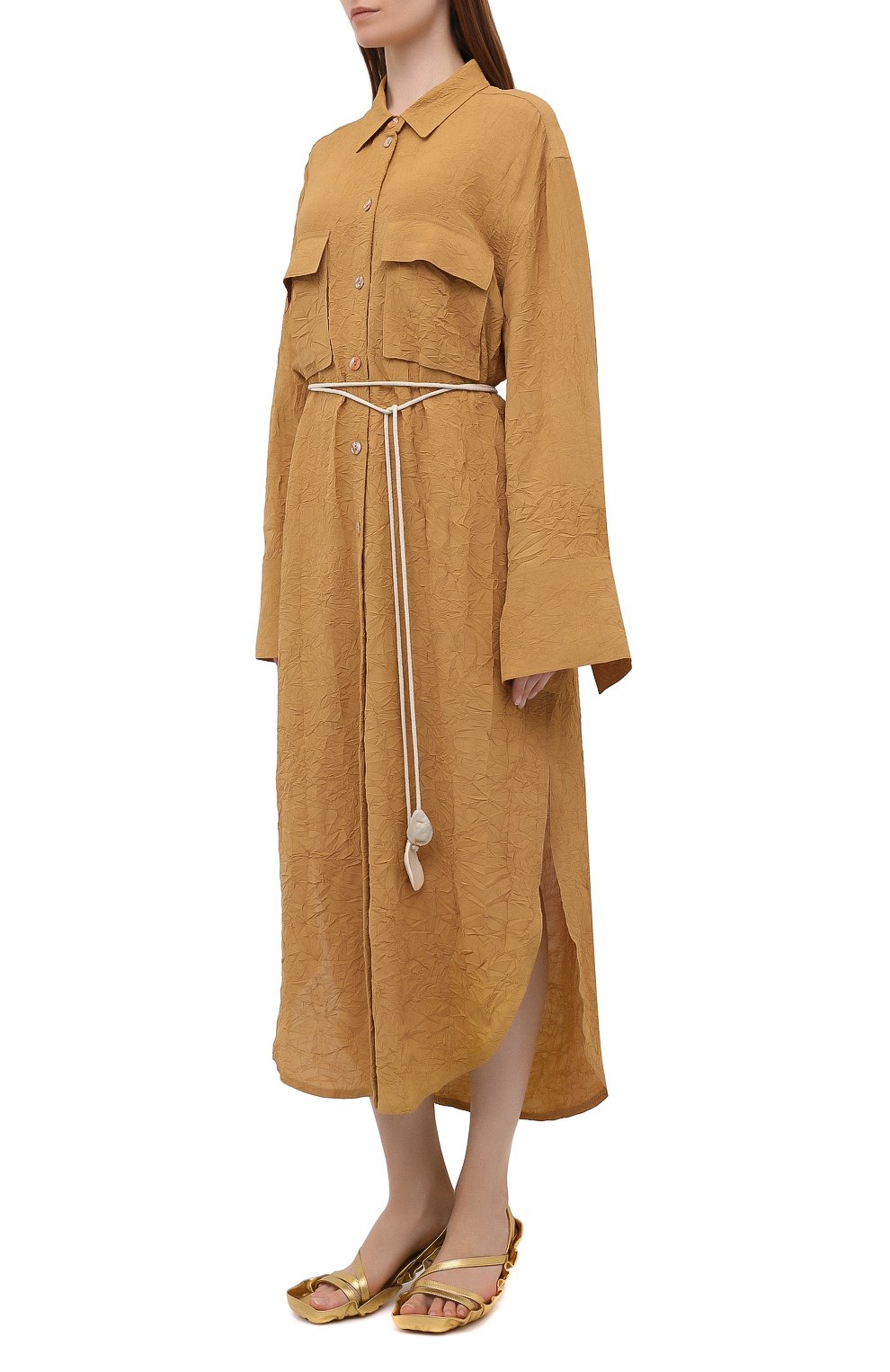Платье из вискозы NANUSHKA, арт. FRUMA_CAMEL_CRINKLED FSC VISC0SE SHIRTING, фото 3