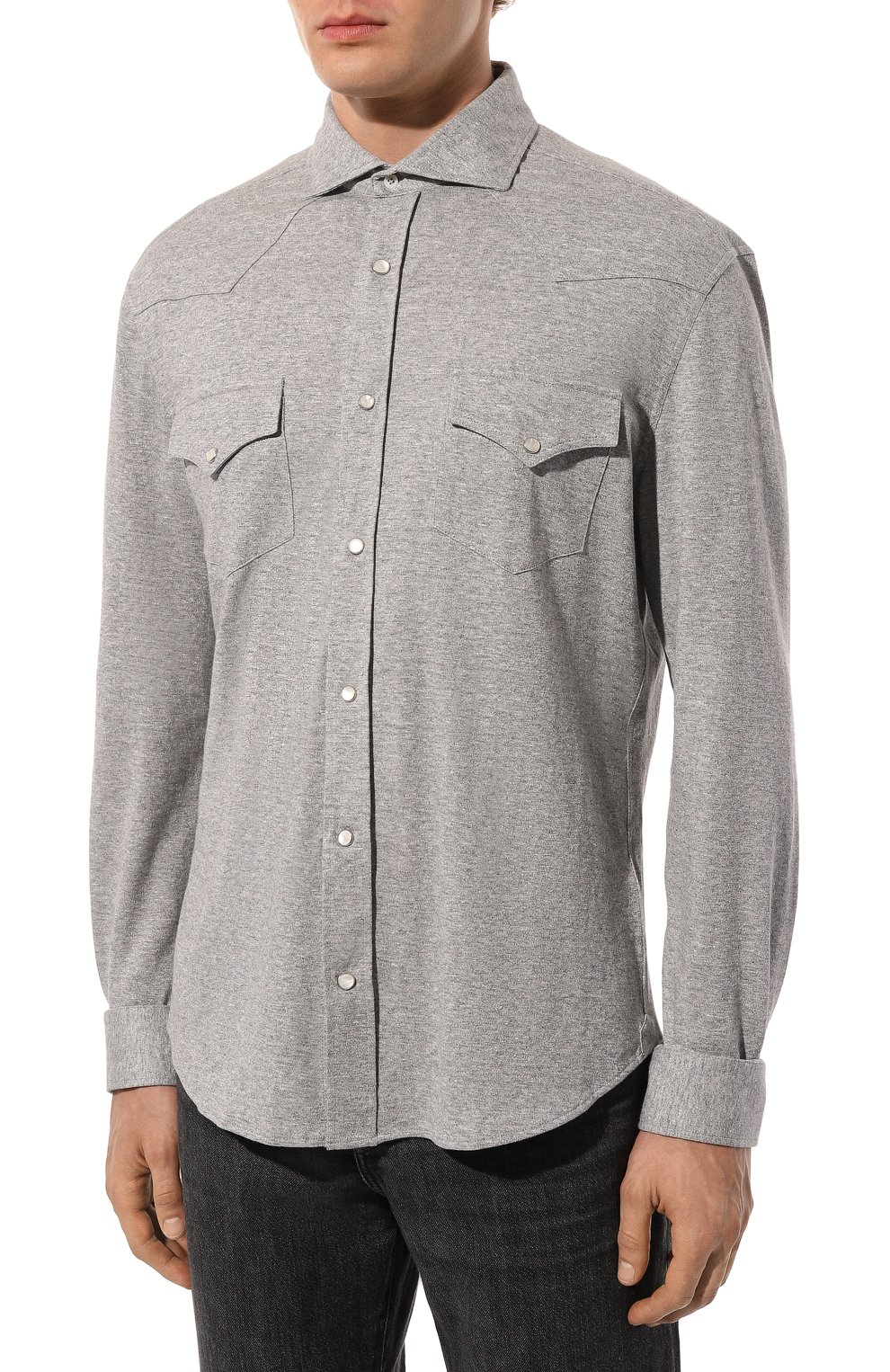 Рубашка изо льна и хлопка BRUNELLO CUCINELLI, арт. MW835B2289, фото 3