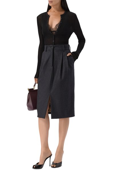 Шерстяная юбка DOLCE & GABBANA темно-серого цвета по цене 136500 руб., арт. F4DGHT/FU291, фото 2 Шерстяная юбка DOLCE & GABBANA, арт. F4DGHT/FU291, фото 2