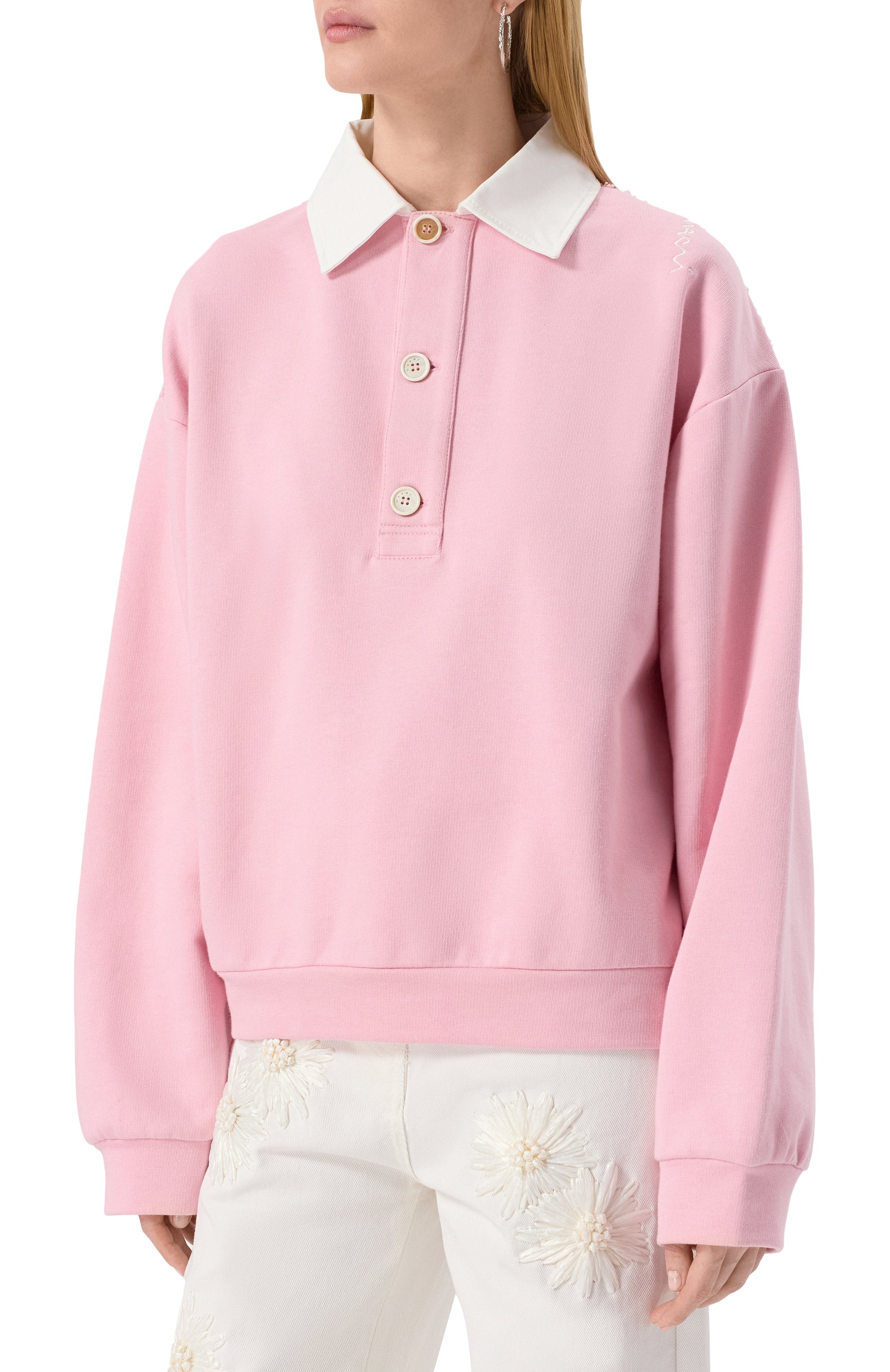 Хлопковое поло MARNI розового цвета по цене 92400 руб., арт. FUMU0145S0/UTC275, фото 3 Хлопковое поло MARNI, арт. FUMU0145S0/UTC275, фото 3