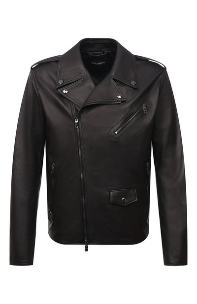 Кожаная куртка DOLCE & GABBANA черного цвета по цене 362500 руб., арт. G9UB1L/GEU47, фото 1 Кожаная куртка DOLCE & GABBANA, арт. G9UB1L/GEU47, фото 1