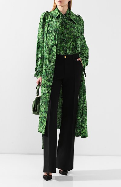 Шелковый плащ DOLCE & GABBANA зеленого цвета по цене 246000 руб., арт. F0Z65T/IS1AW, фото 2 Шелковый плащ DOLCE & GABBANA, арт. F0Z65T/IS1AW, фото 2