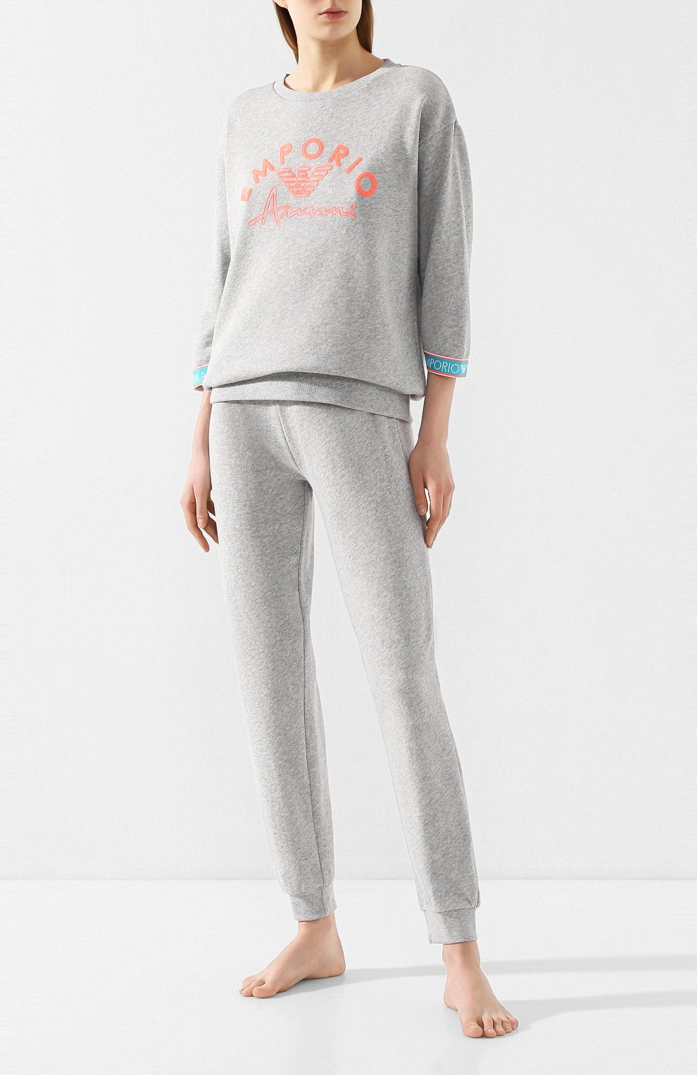 Хлопковые джоггеры EMPORIO ARMANI серого цвета по цене 9920 руб., арт. 163832/0P287, фото 2 Хлопковые джоггеры EMPORIO ARMANI, арт. 163832/0P287, фото 2