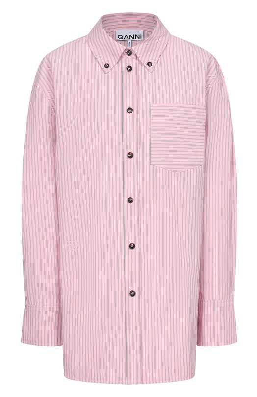 Хлопковая рубашка Ganni A1040070 Розовый A1040070