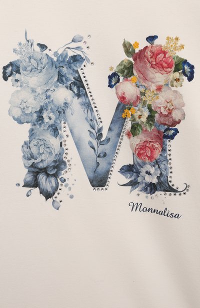 Хлопковый лонгслив MONNALISA молочного цвета по цене 8750 руб., арт. 19D605, фото 3 Хлопковый лонгслив MONNALISA, арт. 19D605, фото 3