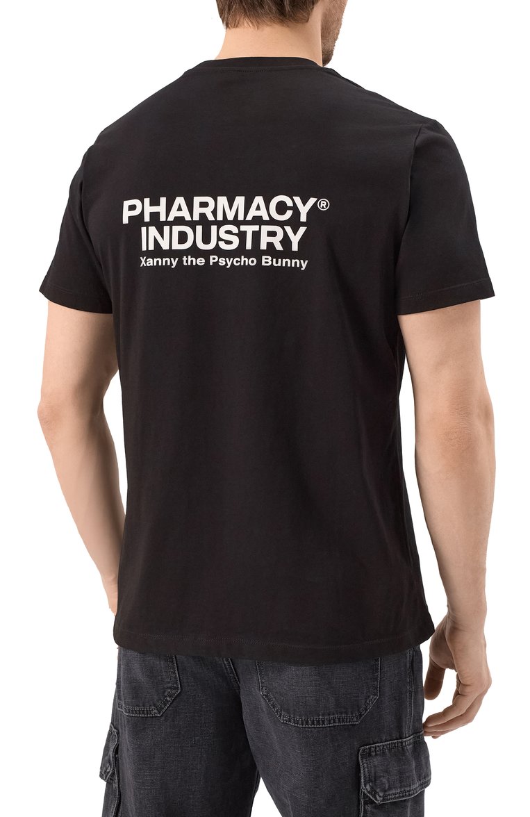 Мужская хлопковая футболка PHARMACY INDUSTRY черного цвета, арт. PHABM00181 | Фото 4 (Рукава: Короткие; Материал внешний: Хлопок; Длина (для топов): Стандартные; Принт: С принтом; Стили: Гранж; Кросс-КТ: Джерси; Мужское Кросс-КТ: Футболка-одежда; Автоматизация ТО: Проставлено; Автоматизация состава: Проставлено; Детали: Без декора)