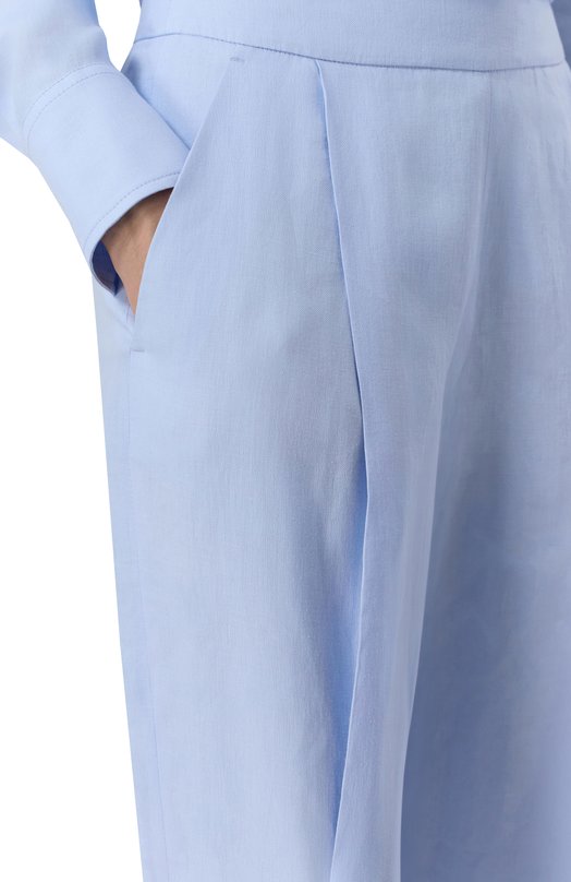 Льняные брюки Agnona T71008E/U3049E Голубой  T71008E/U3049E Фото 5