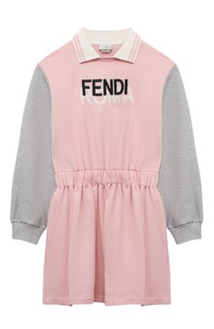 Детское хлопковое платье FENDI розового цвета, арт. JFB638/5V0/8A-12+ | Фото 1 (Рукава: Длинные; Случай: Повседневный; Материал сплава: Проставлено; Материал внешний: Хлопок; Девочки Кросс-КТ: Платье-одежда; Драгоценные камни: Проставлено; Ростовка одежда: 10 - 11 лет | 140 - 146см, 8 лет | 128 см, 13 - 15 лет | 158 см, 12 лет | 152 см)