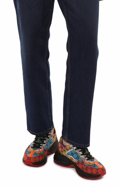 Текстильные кроссовки rhyton GUCCI разноцветного цвета по цене 105120 руб., арт. 663659 2UZK0, фото 3 Текстильные кроссовки rhyton GUCCI, арт. 663659 2UZK0, фото 3